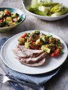 Roast lamb with spicy ratatouille